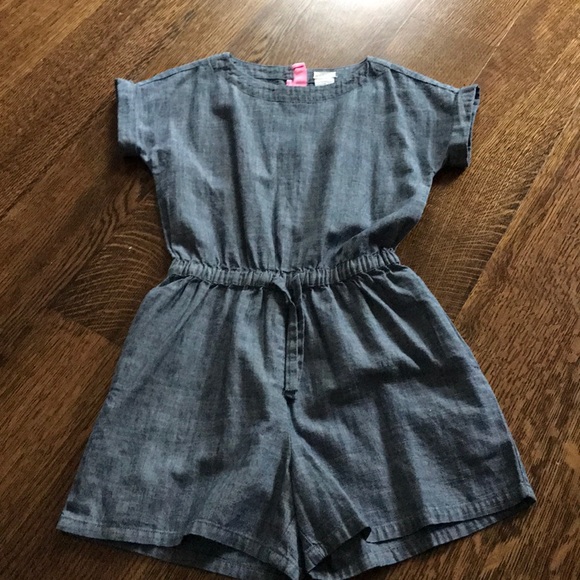 girls chambray jumpsuit